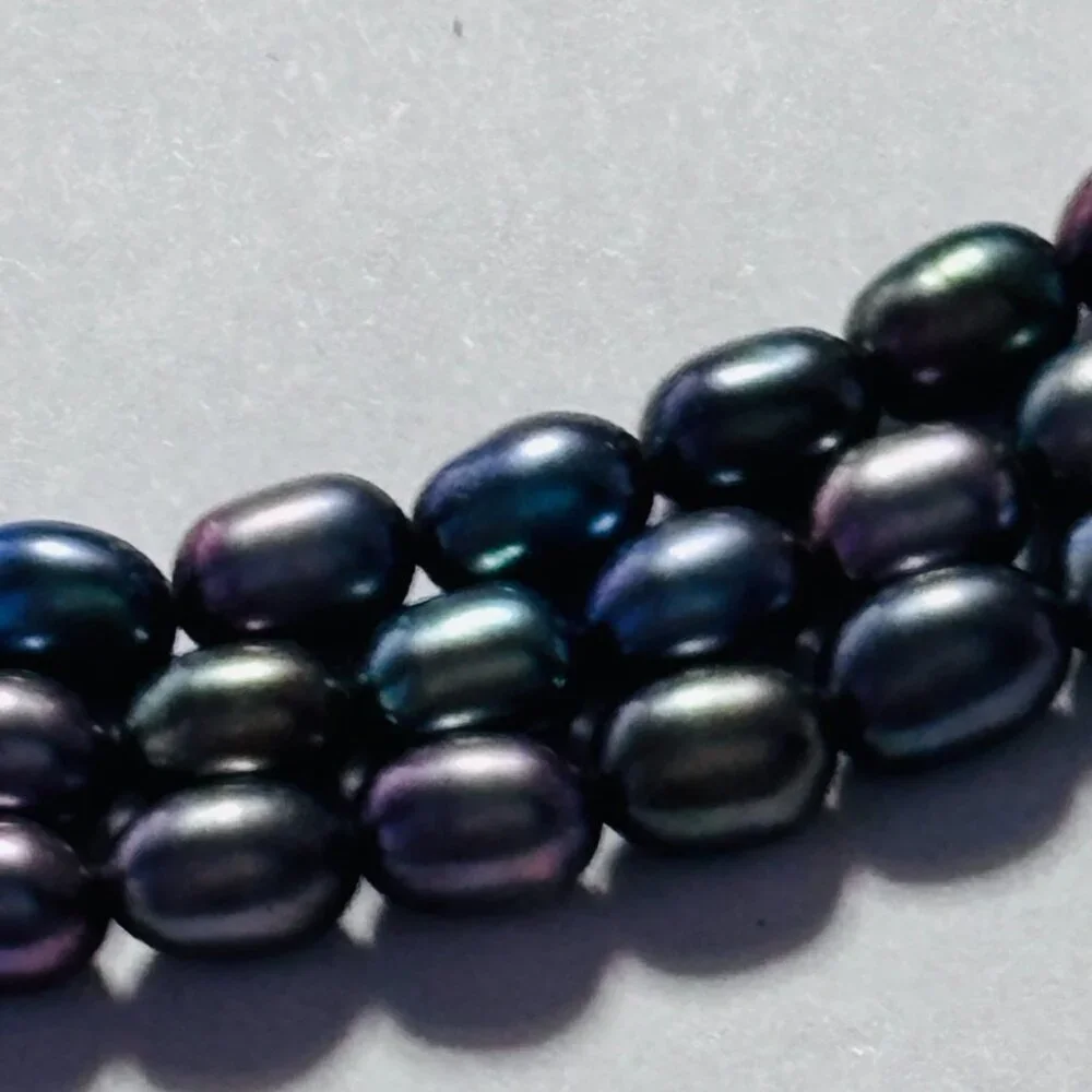 Multi Strand Peacock Pearl Necklace Blue Green Iridescent 18” - Picture 6 of 11